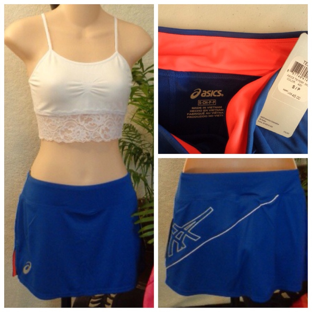 ASICS FabuLous Athletic Skort Skirt Shorts Summer Ocean Blue Vacay Logo S/P NWT